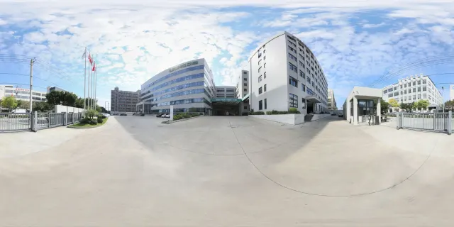 360° exterior panorama of YAOSHG flexo press factory grounds and buildings